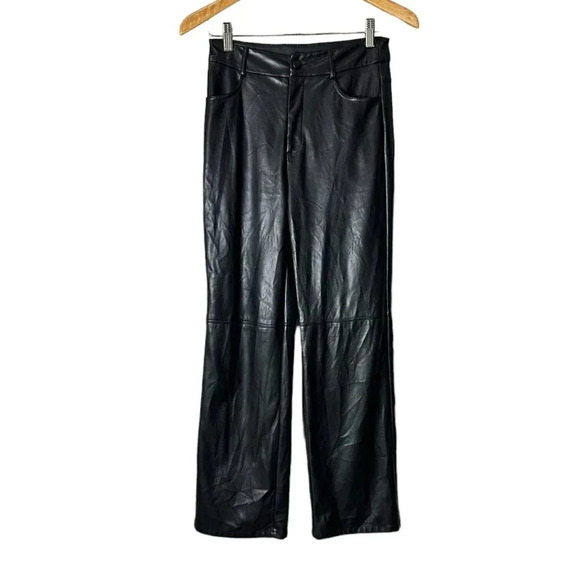 SHEIN Faux Leather Stretch Straight Leg Pants Trousers - Petite Small - Picture 1 of 8